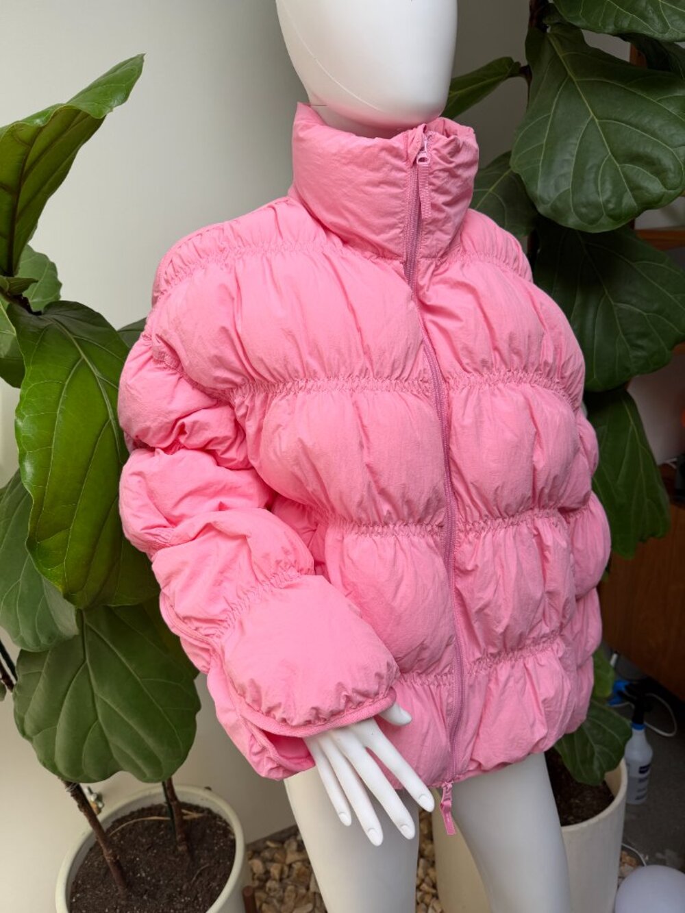 NWT FUN Bubblegum Pink Oversized Bubble Puffer Jacket Statement Coat